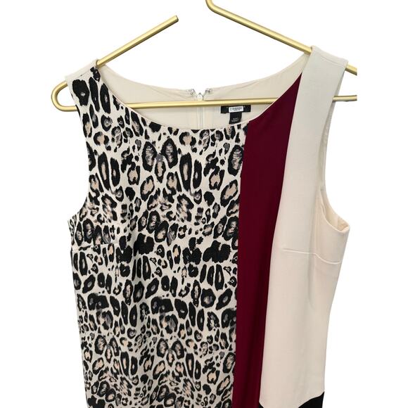 Ann Taylor Sleeveless Animal Print Colorblock Sheath Dress 12P EUC - Picture 3 of 9